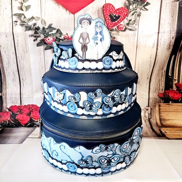 Loungefly Corpse Bride Wedding Cake Mini Backpack Tim Burton Goth NWT Corpse Bride Wedding Cake Figural Mini Backpack | Official  main image 4